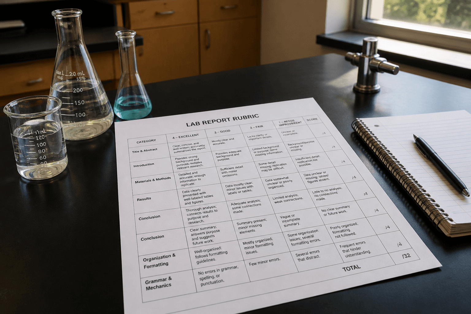Lab Report Rubric from Learning Outcomes (No Invented Scores)