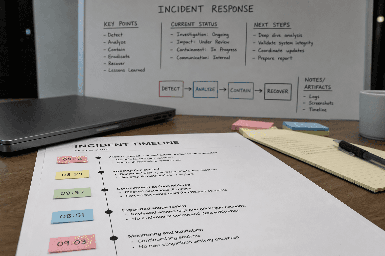 HIPAA Incident Timeline from De-identified Bullets (Not Advice, No PHI)