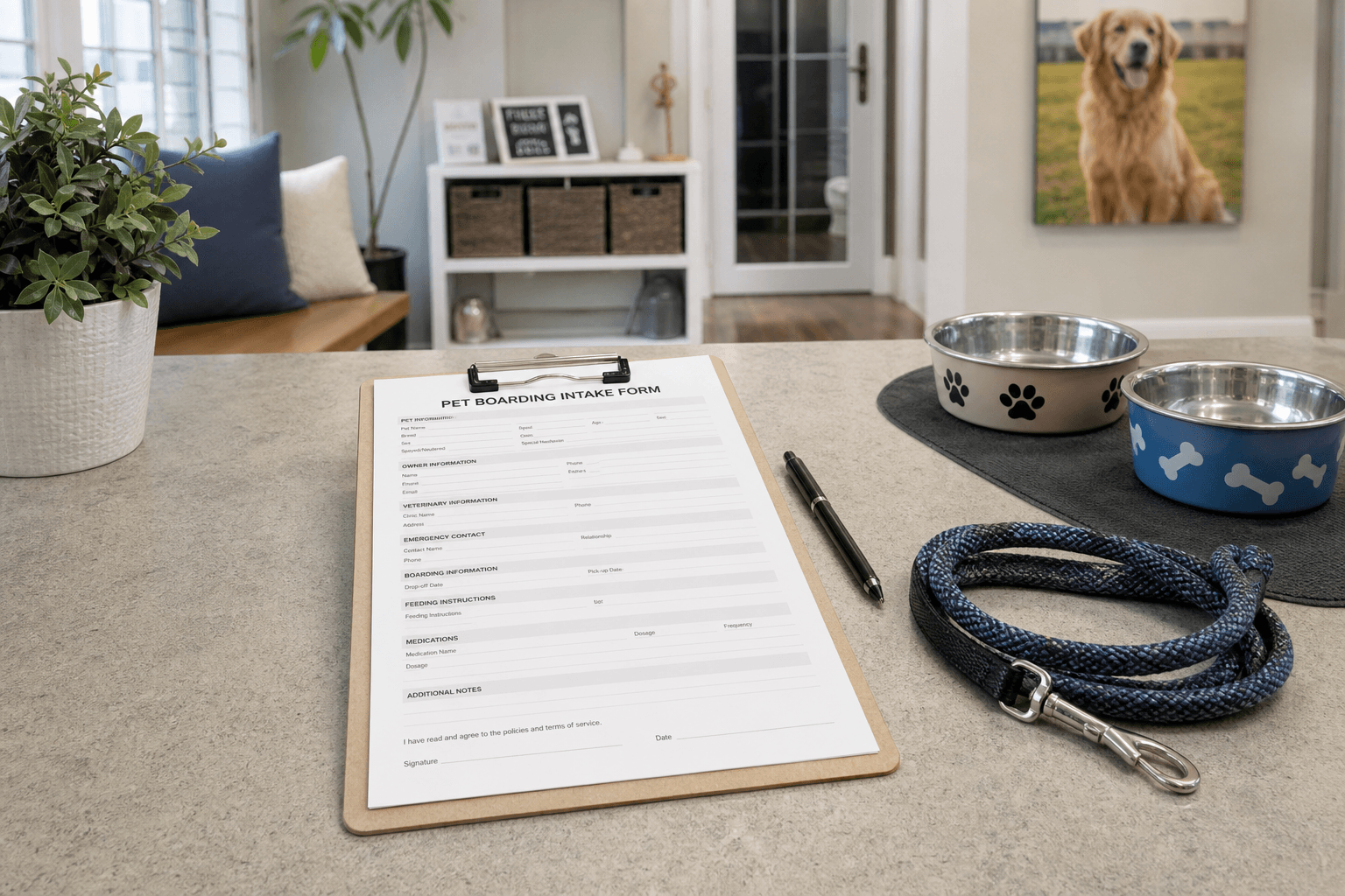 Pet Boarding Intake Form from Species Notes (Not Vet Advice)