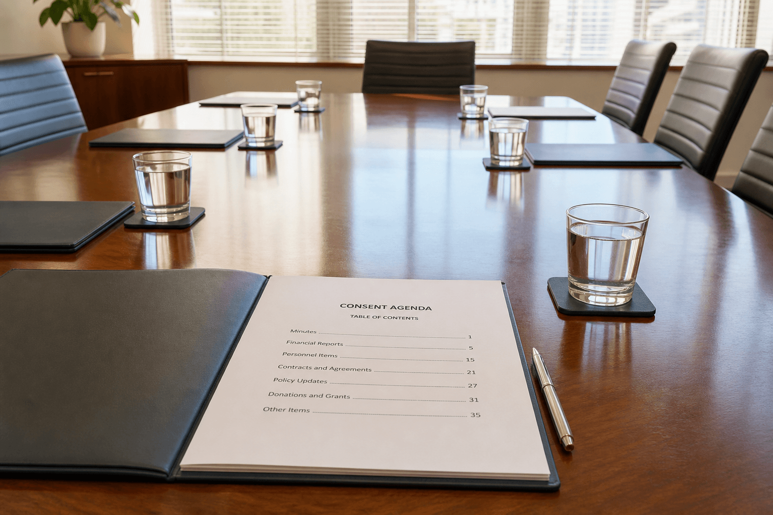Board Consent Agenda from Packet Index (Not Legal Advice)