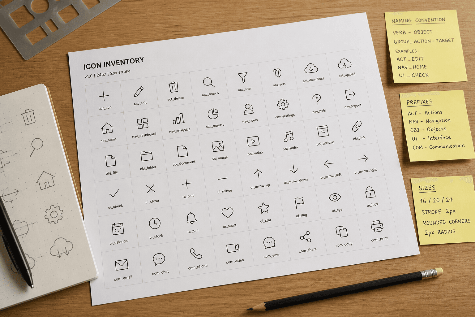 Icon Naming Convention Map from Glyph Inventory (No Invented Glyphs)