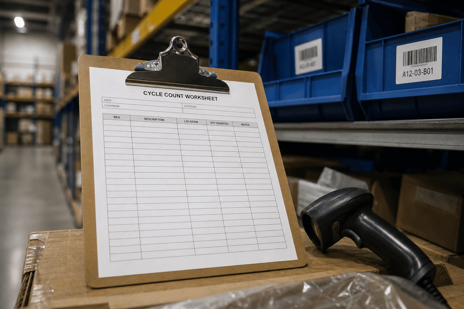 Warehouse Cycle Count Worksheet from SKU List (No Invented Counts)