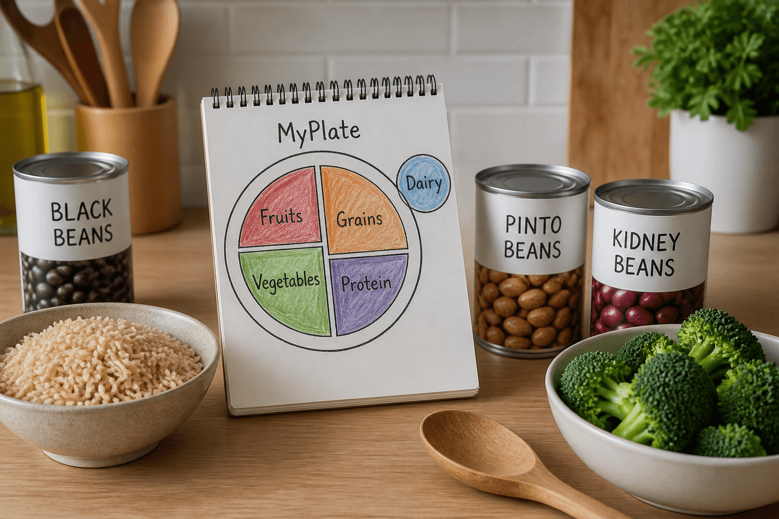 USDA MyPlate Meal Sketch from Pantry Inventory (Not Medical Advice)