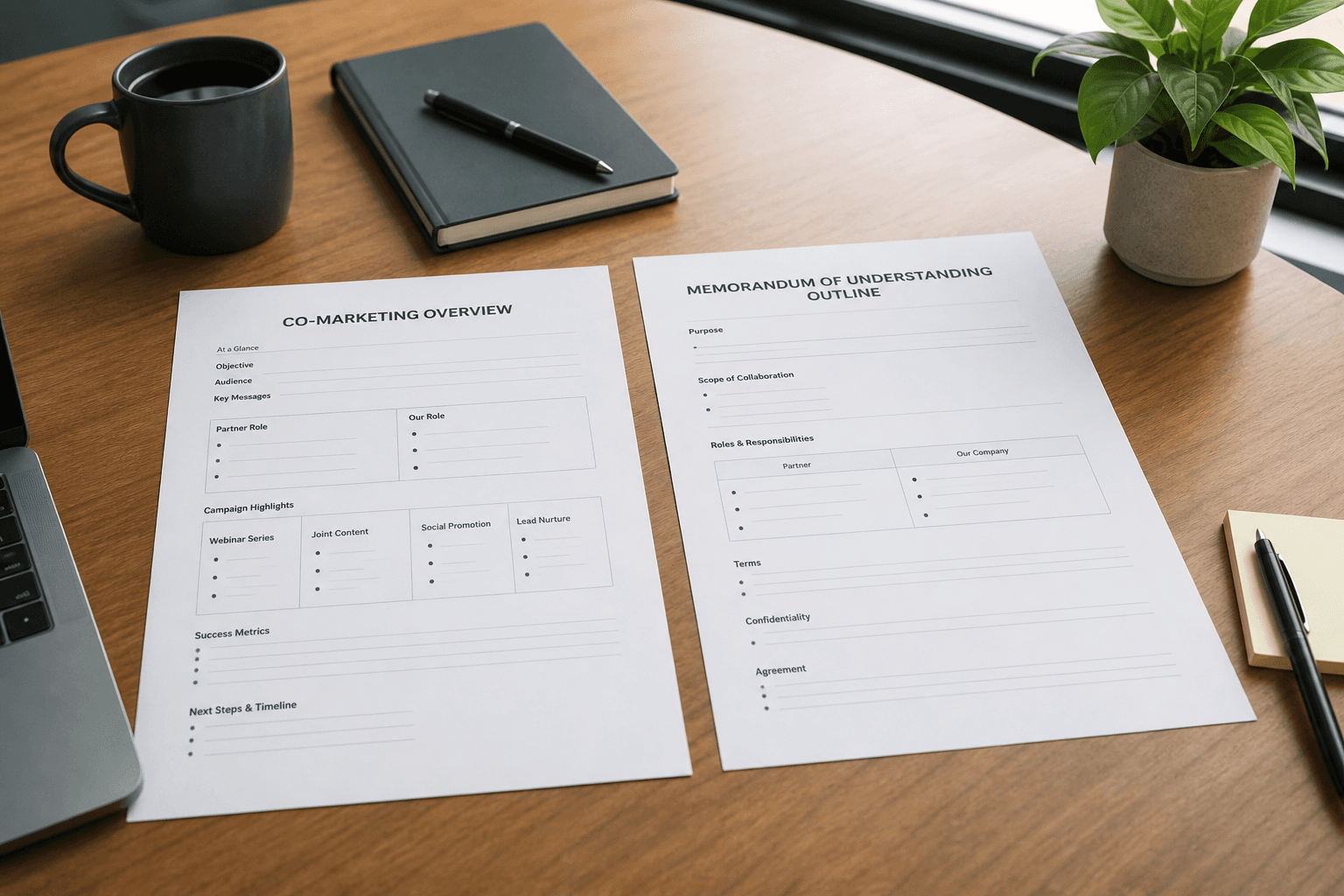 Partner Co-Marketing One-Pager from MoU Outline (No Invented Logos) (Domain Pack)