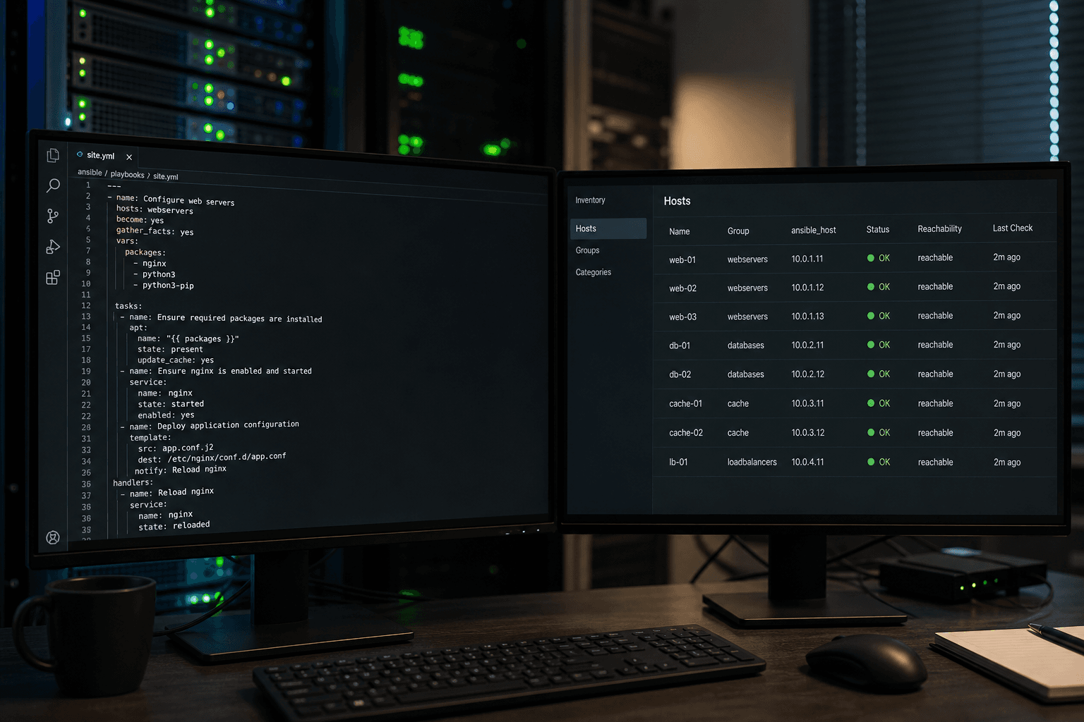 Ansible Playbook Task Notes from Host Inventory (No Invented Secrets)