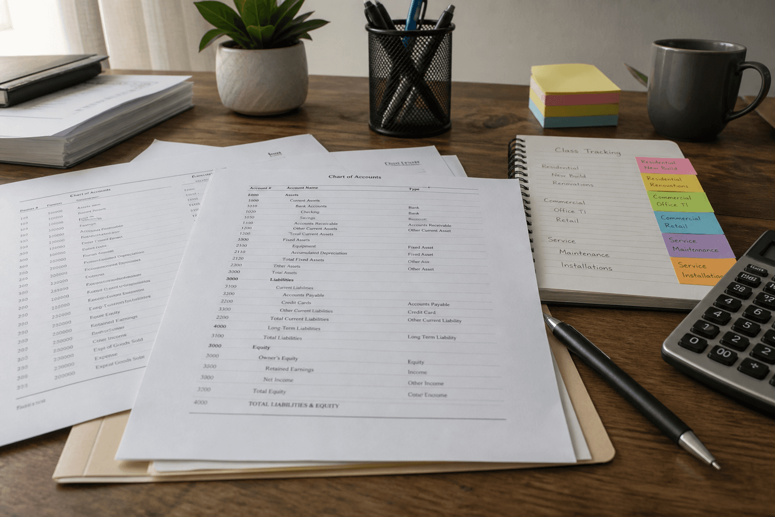 QuickBooks Class Tracking Notes from Chart of Accounts (No Invented Balances)