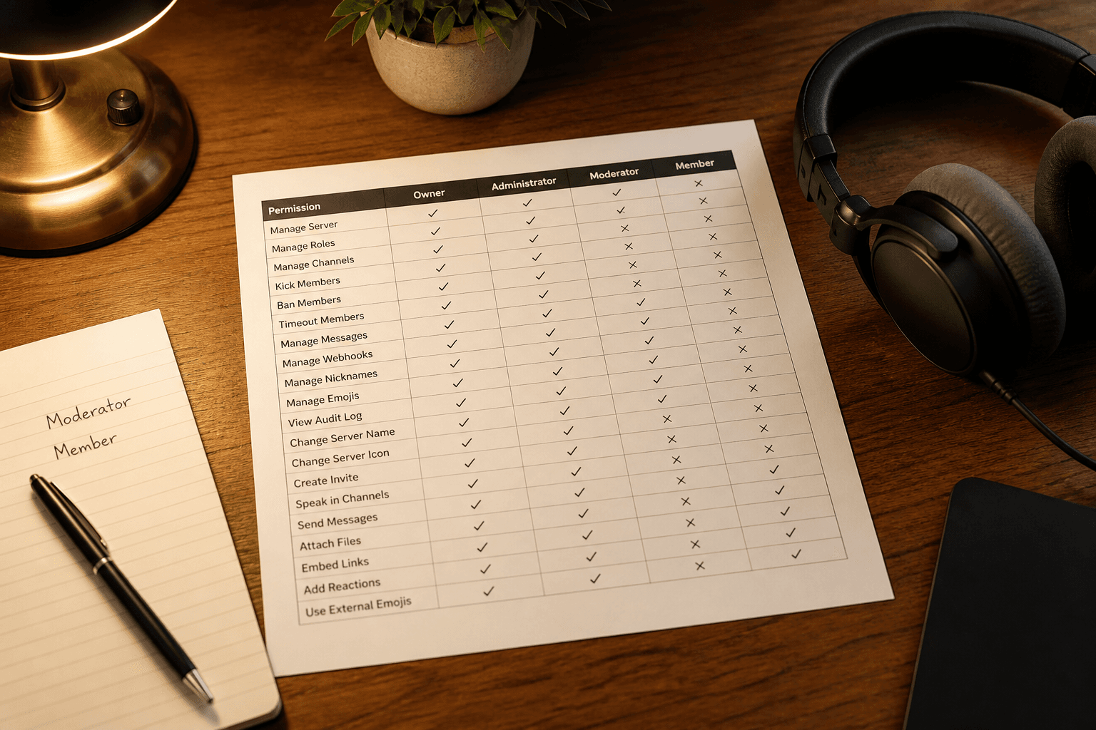 Discord Server Role Permission Matrix from Role Inventory (Not Captions)