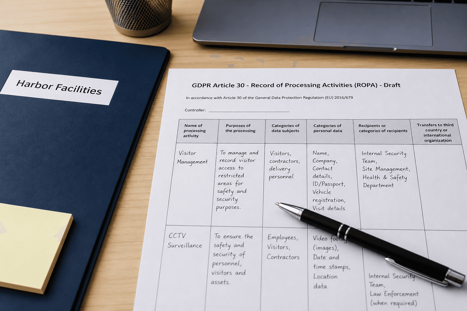 GDPR Article 30 ROPA Row Draft from Processing Activity Notes (Not Legal Advice)
