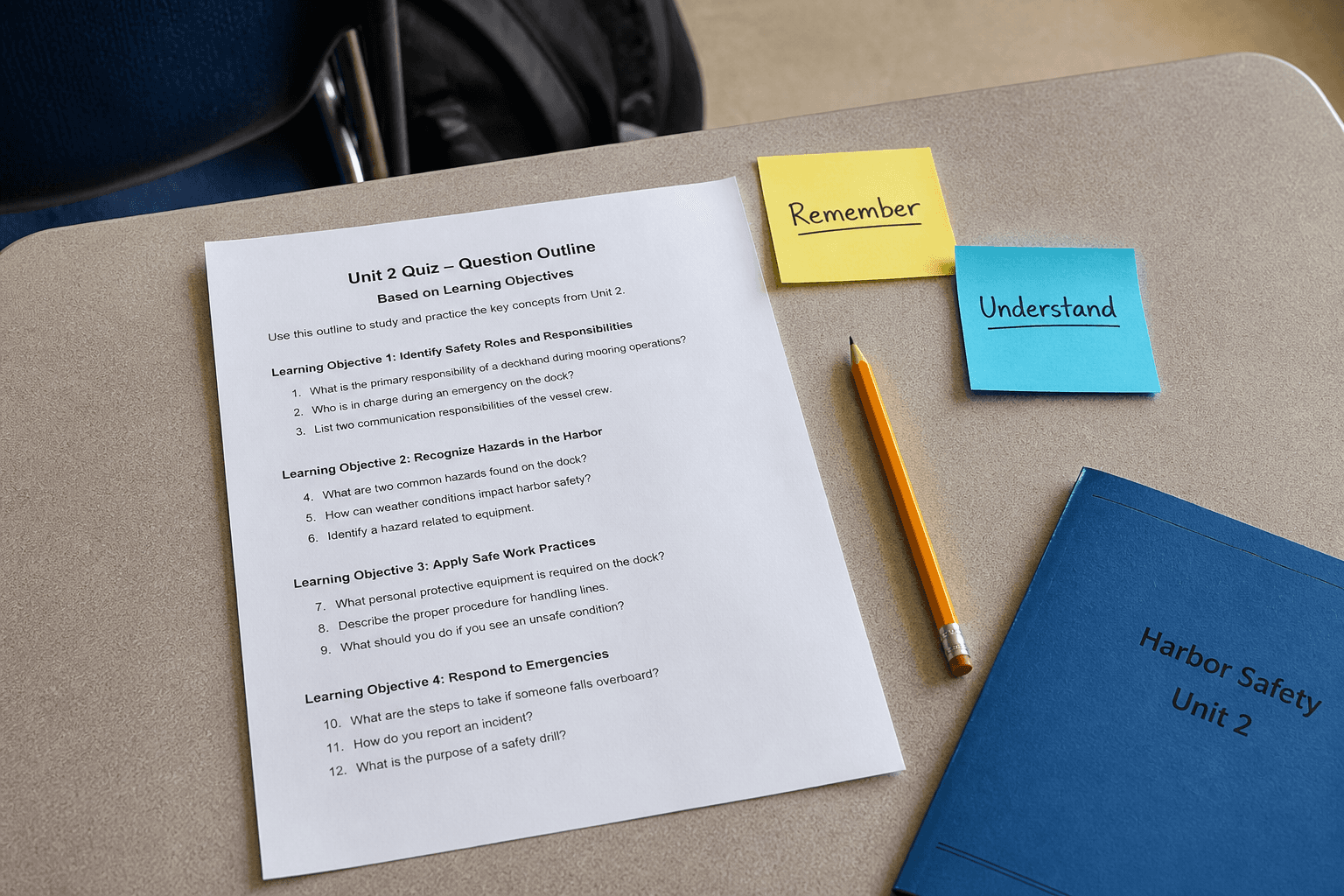 Moodle Quiz Question Outline from Learning Objective List (No Exam Dump, Not Grading Advice)