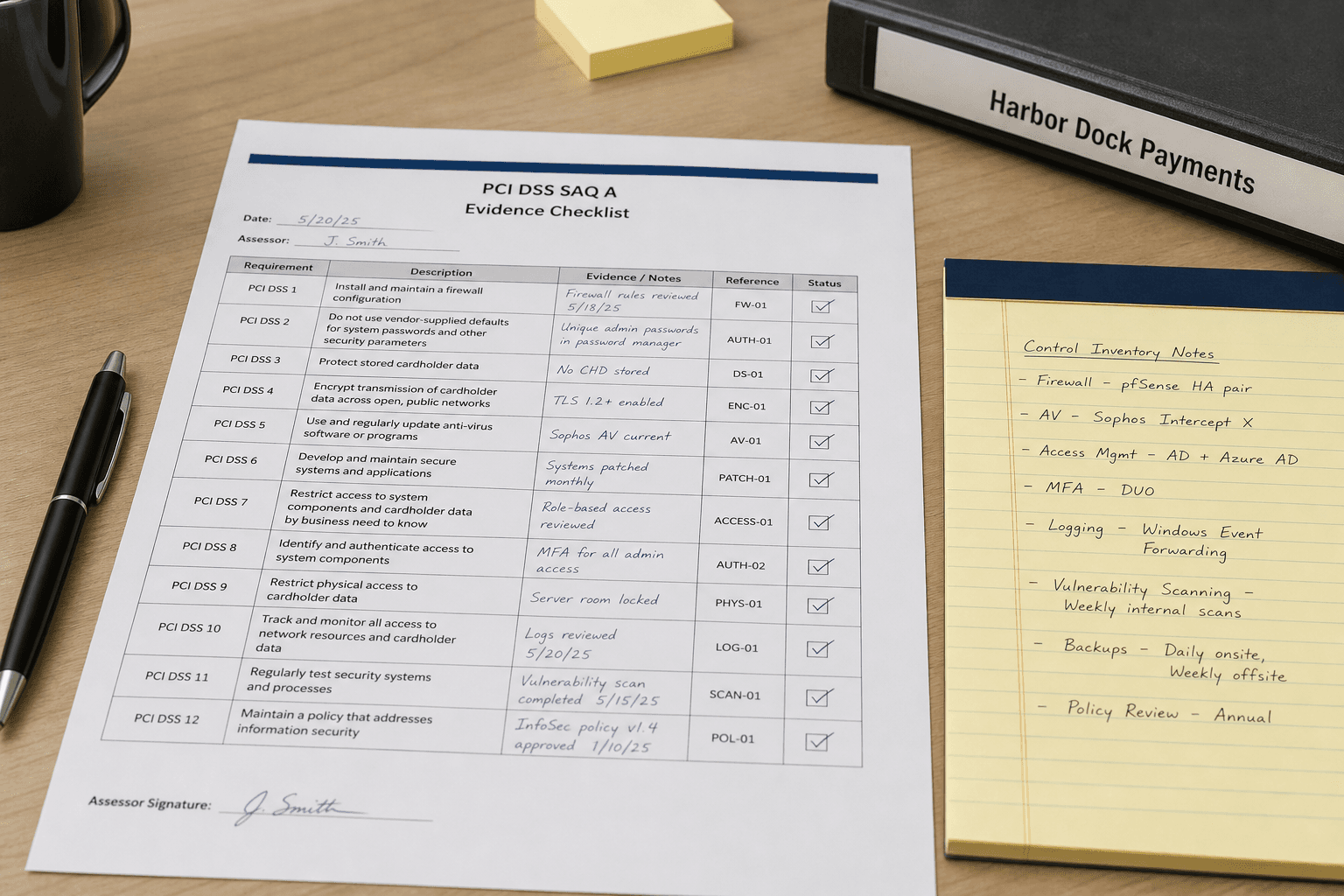 PCI DSS SAQ A Evidence Checklist from Control Inventory (Not Audit Opinion)