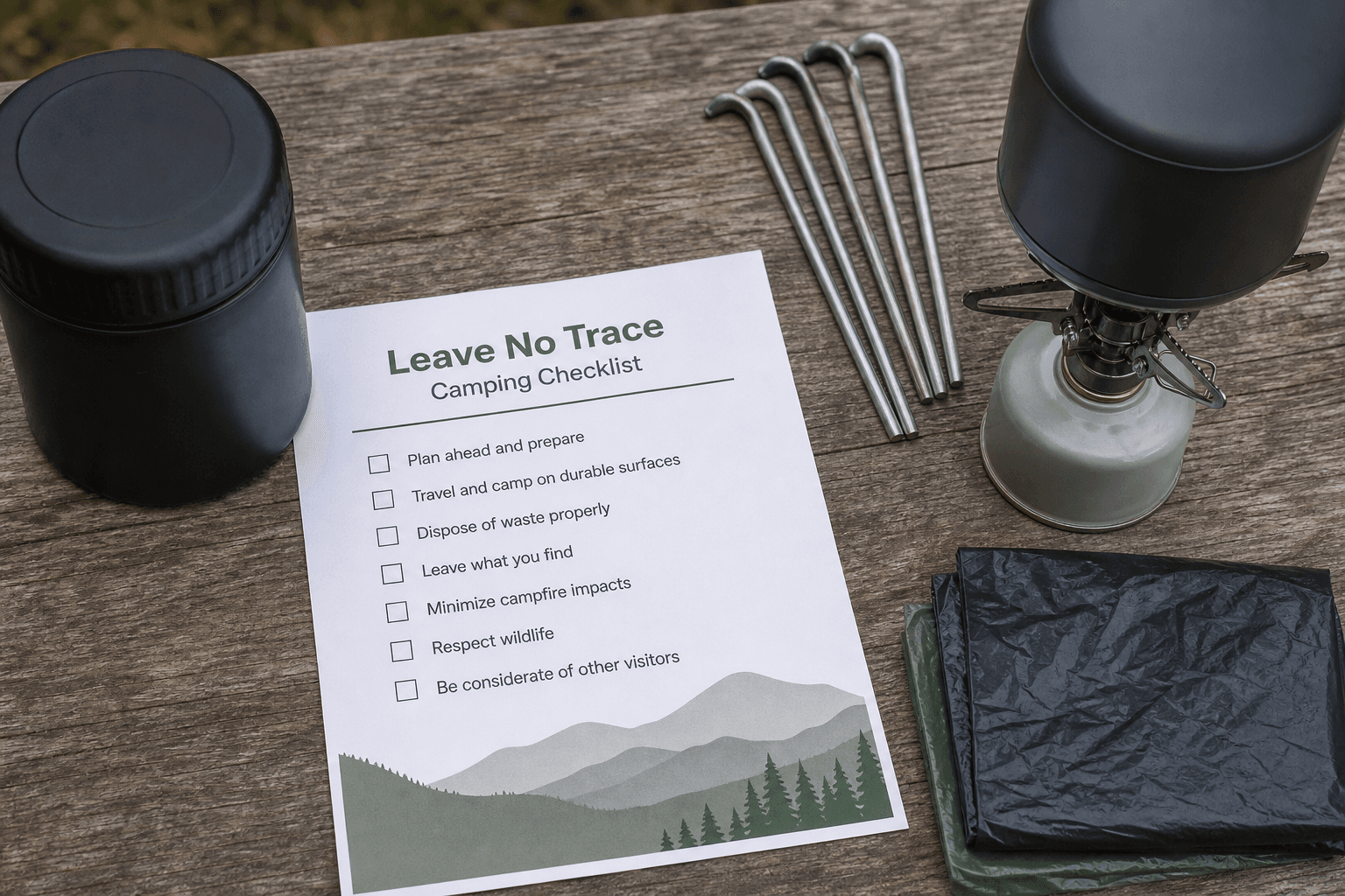 Leave No Trace Camping Checklist from Gear Inventory (Not Safety Advice)