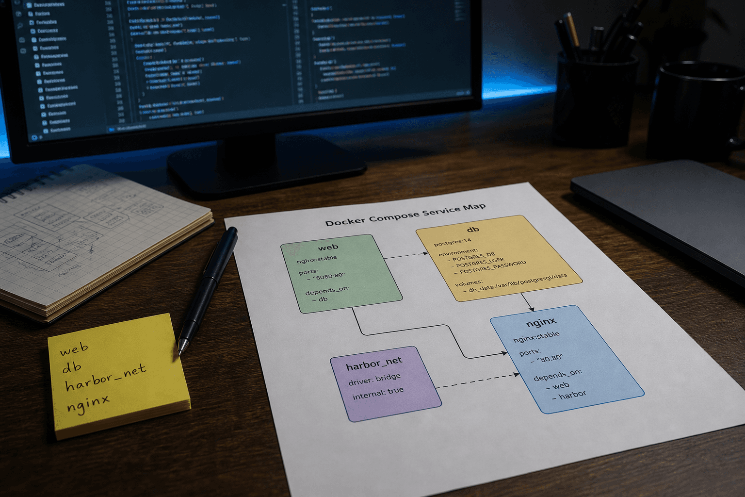 Docker Compose Service Map from Stack Inventory (No Invented Secrets)