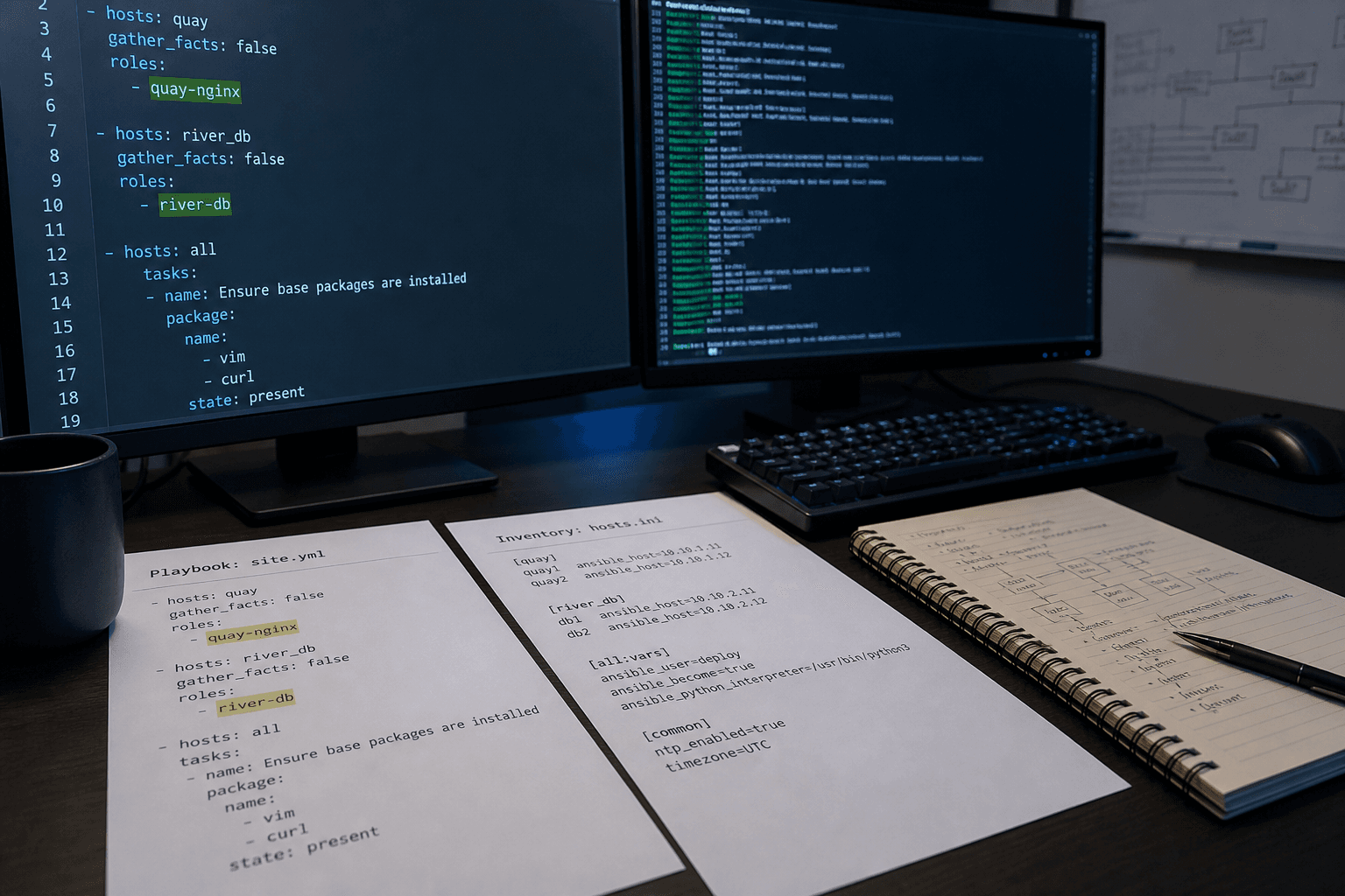 Ansible Playbook Role Map from Inventory (No Invented Secrets)