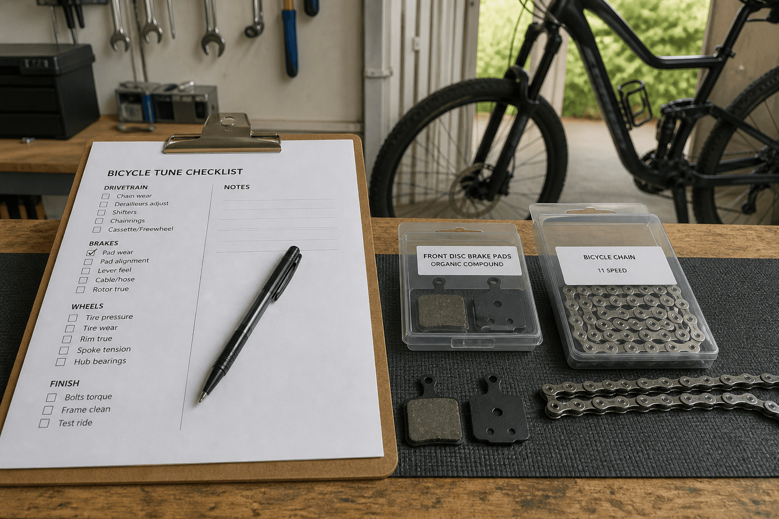 Home Bike Tune Checklist from Parts Inventory (Not Medical Advice)