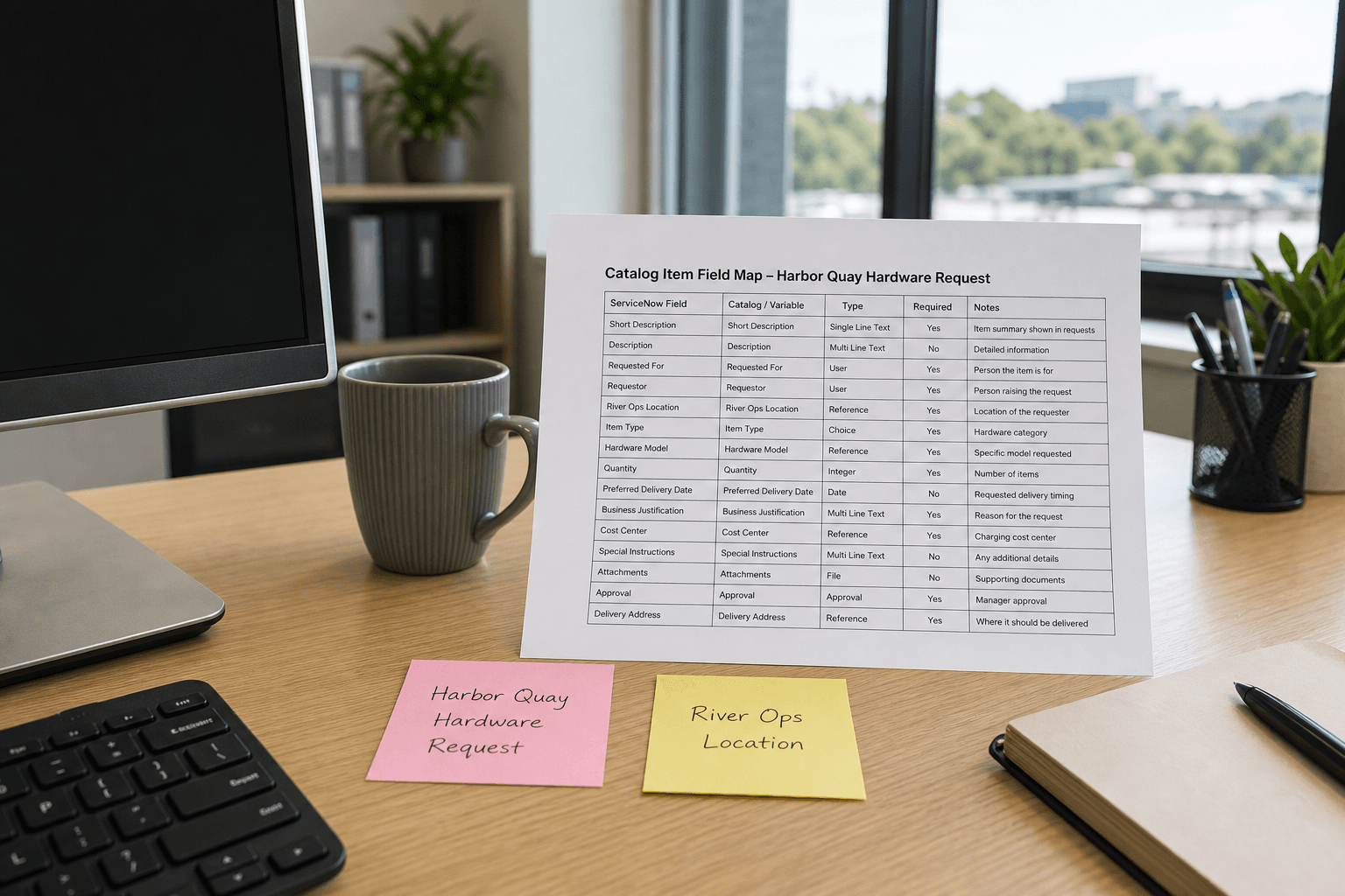 ServiceNow Catalog Item Field Map from Form Inventory (No Invented SLAs)