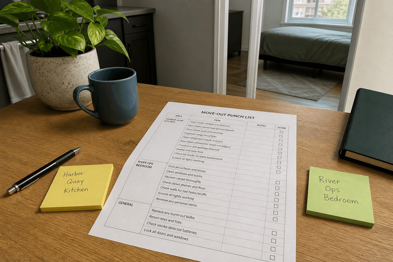 Apartment Move-Out Punch List from Room Inventory (Not Legal Advice)
