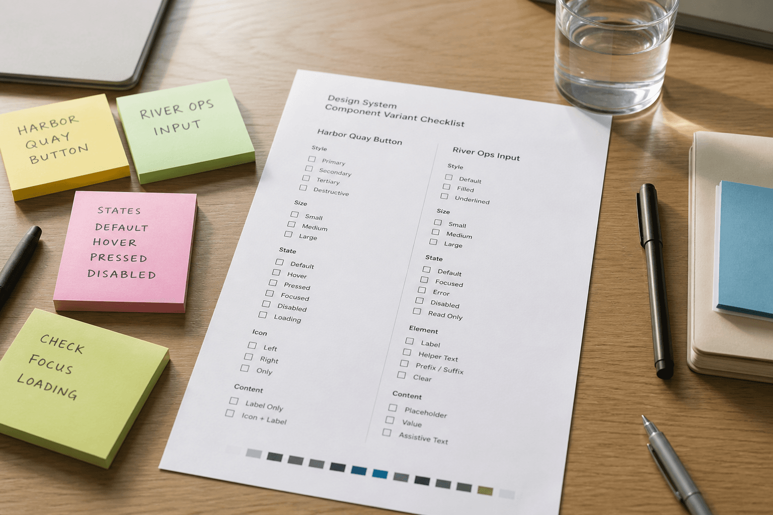 Figma Component Variant Checklist from Library Inventory (No Invented Tokens)