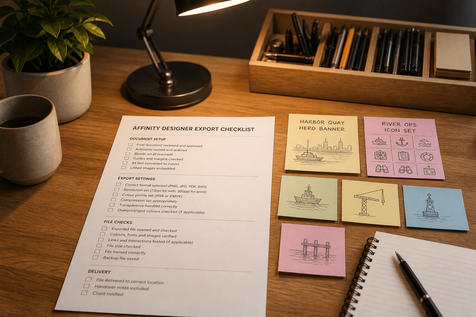 Affinity Designer Export Checklist from Artboard Inventory (No Invented Assets)