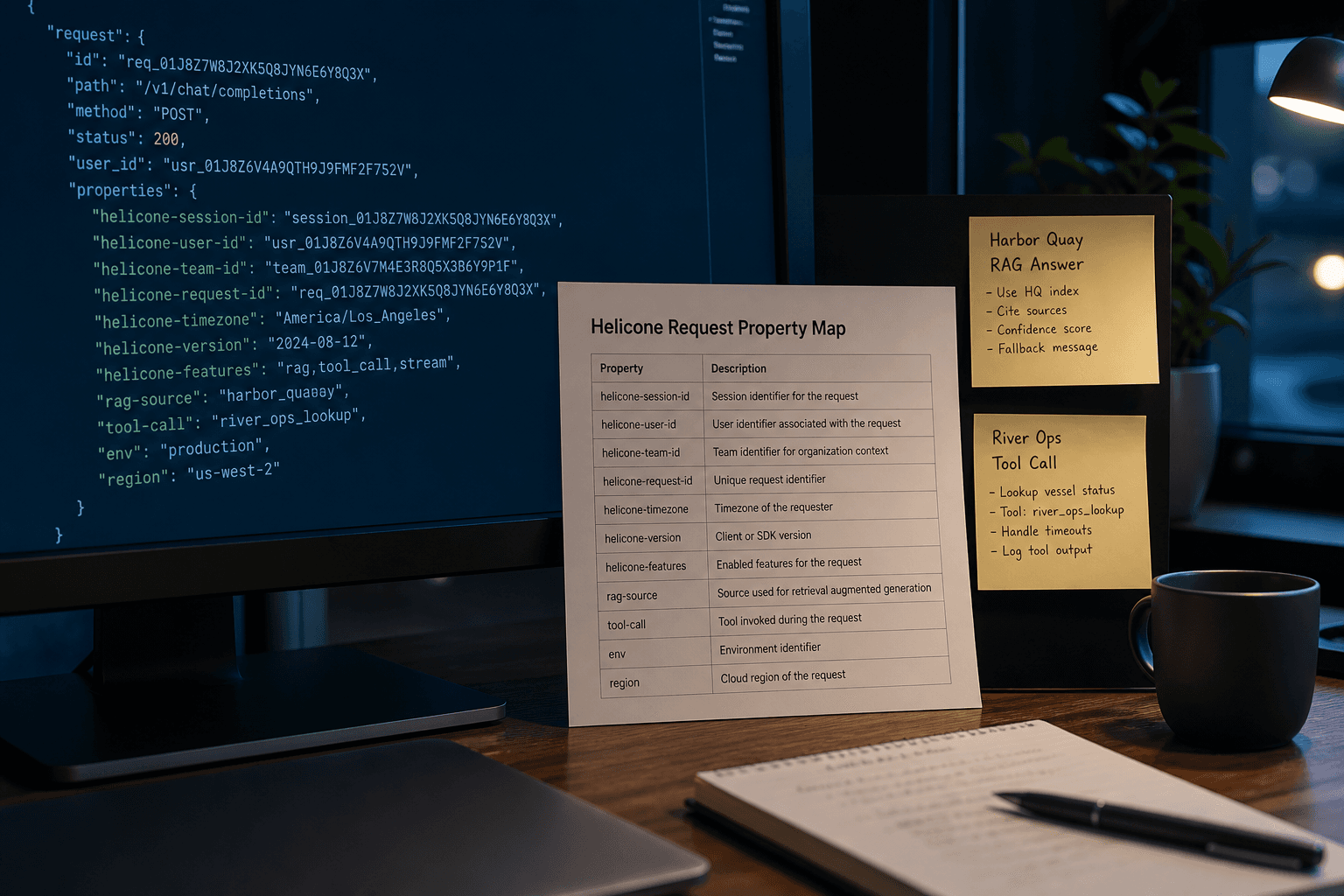 Helicone Request Property Map from Trace Inventory (No Invented Scores)