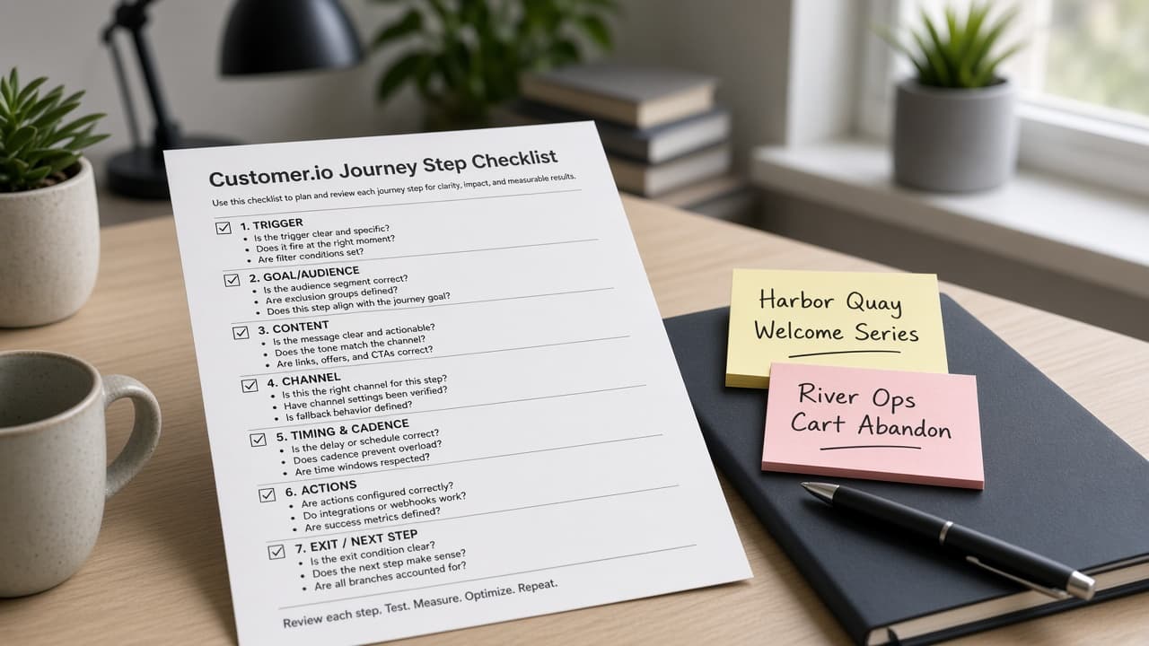 Customer.io Journey Step Checklist from Campaign Inventory (No Invented Open Rates)