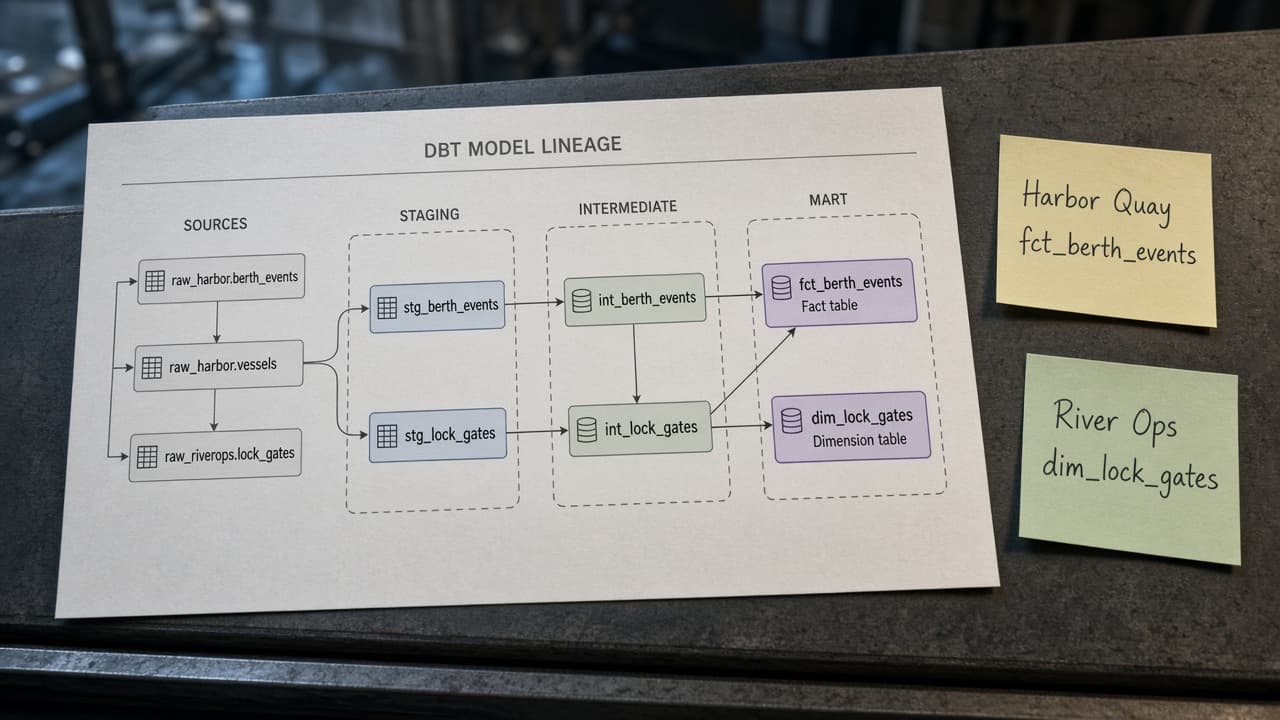 dbt Model Lineage Map from Manifest Inventory (No Invented Row Counts)
