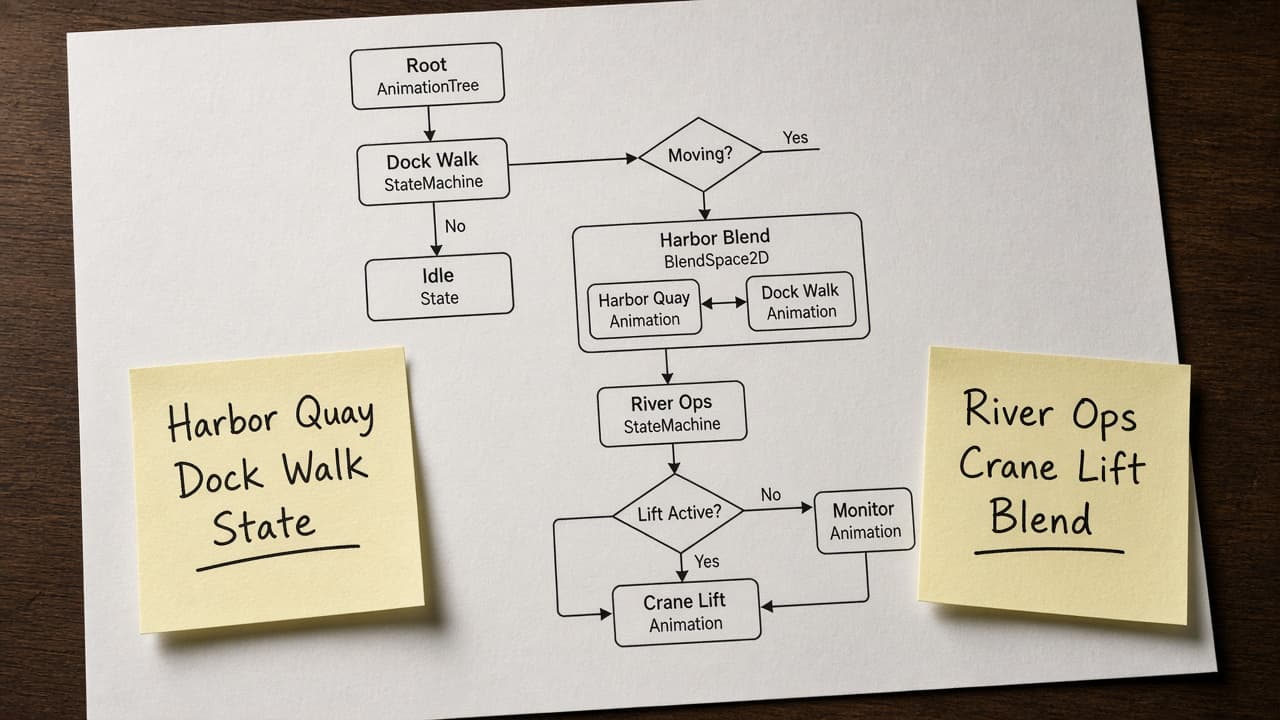 Godot AnimationTree Map from Scene Inventory (No Invented Frame Counts)