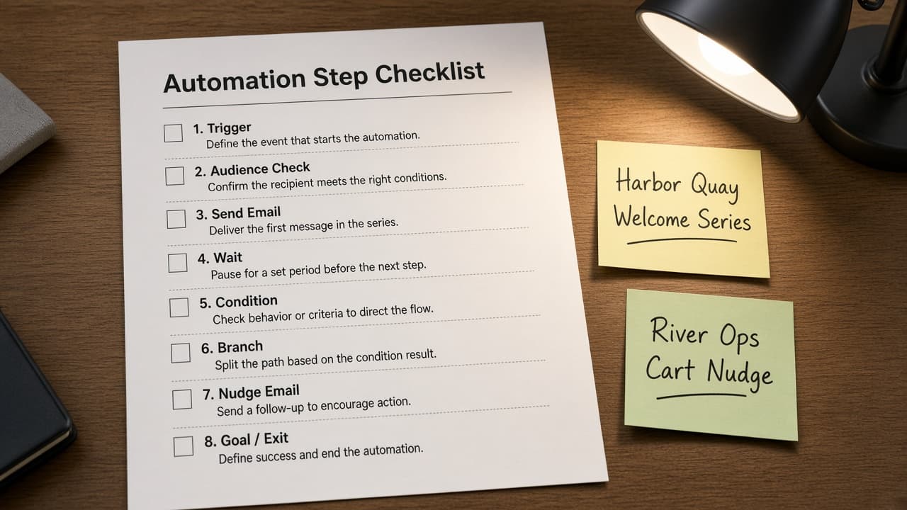 MailerLite Automation Step Checklist from Campaign Inventory (No Invented Open Rates)