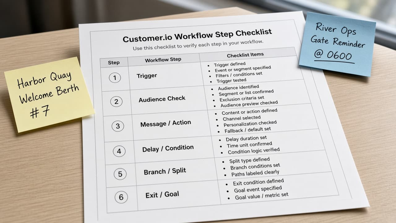 Customer.io Workflow Step Checklist from Campaign Inventory (No Invented Open Rates)