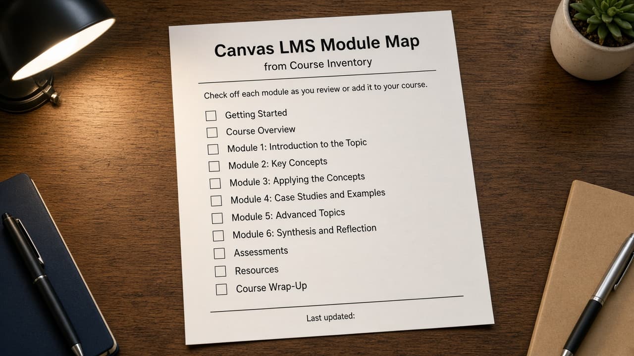 Canvas LMS Module Map from Course Inventory (No Invented Enrollment Counts)
