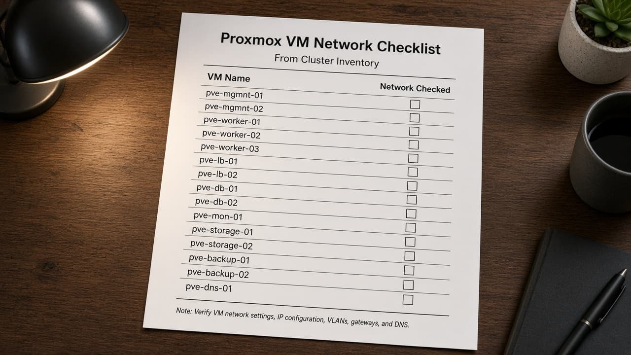 Proxmox VM Network Checklist from Cluster Inventory (No Invented MAC Addresses)