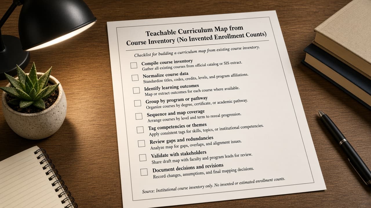 Teachable Curriculum Map from Course Inventory (No Invented Enrollment Counts)