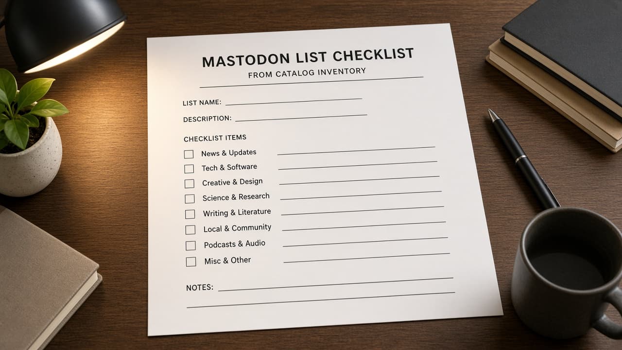 Mastodon List Checklist from Catalog Inventory (No Invented Follower Counts)