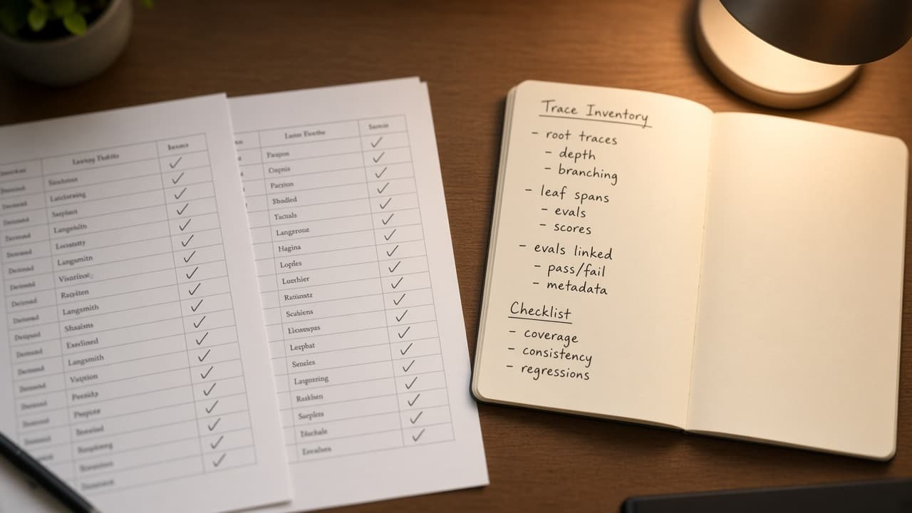 LangSmith Run Eval Checklist from Trace Inventory (No Invented Token Costs)
