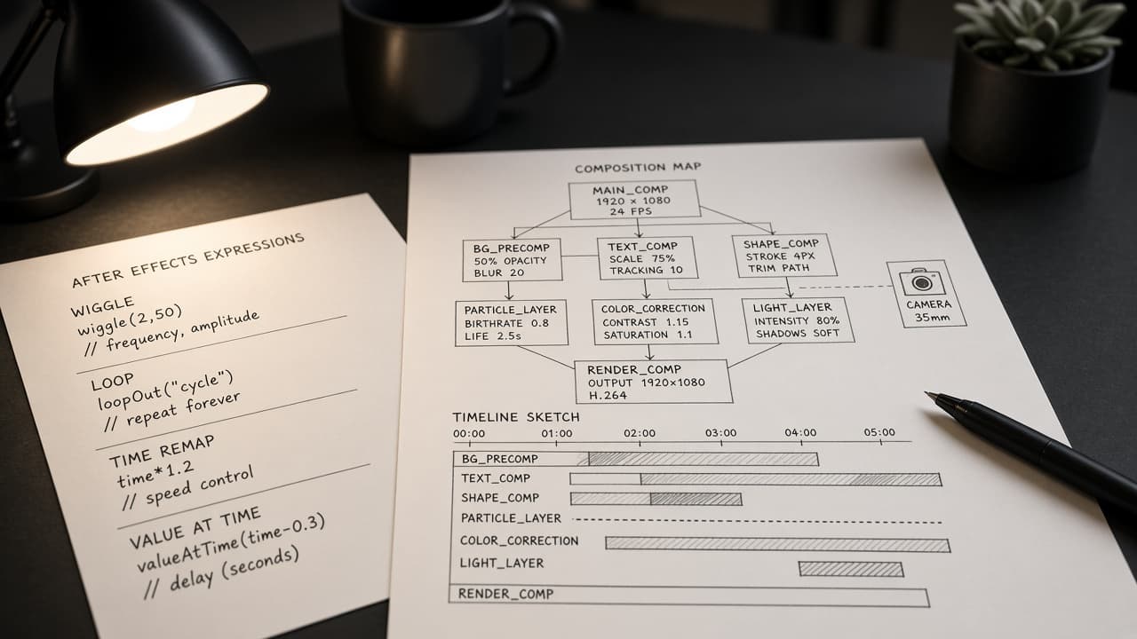 After Effects Expression Comp Map from Composition Inventory (No Invented Render Times)