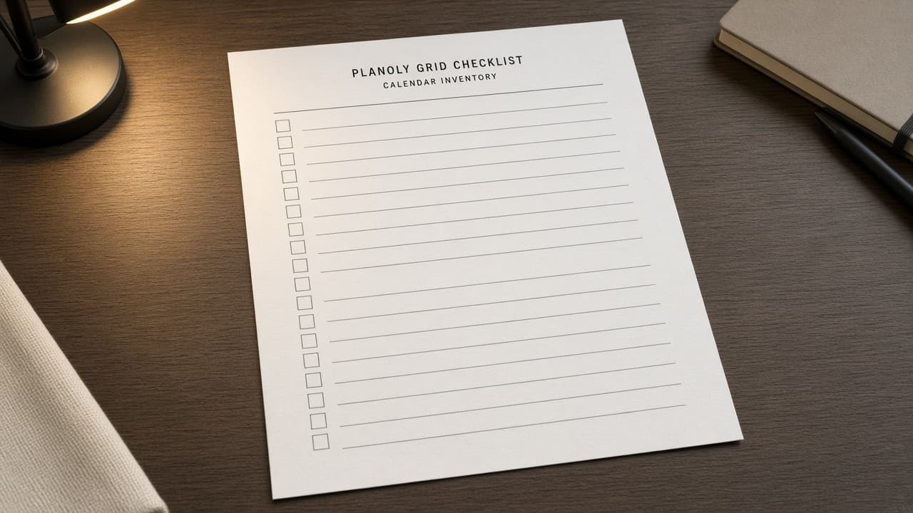 Planoly Grid Checklist from Calendar Inventory (No Invented Engagement Rates)