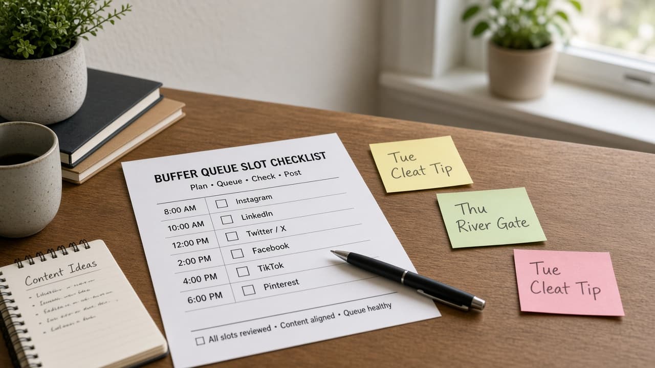 Buffer Queue Slot Checklist from Calendar Inventory (No Invented Engagement Rates)