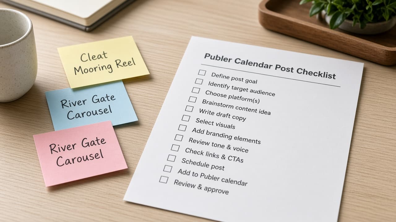 Publer Calendar Post Checklist from Workspace Inventory (No Invented Reach Metrics)