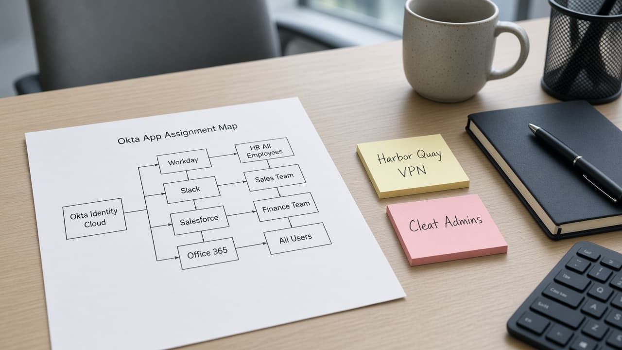 Okta App Assignment Map from Org Inventory (No Invented MFA Scores)