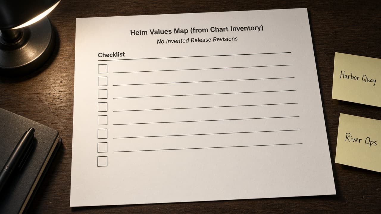 Helm Values Map from Chart Inventory (No Invented Release Revisions)