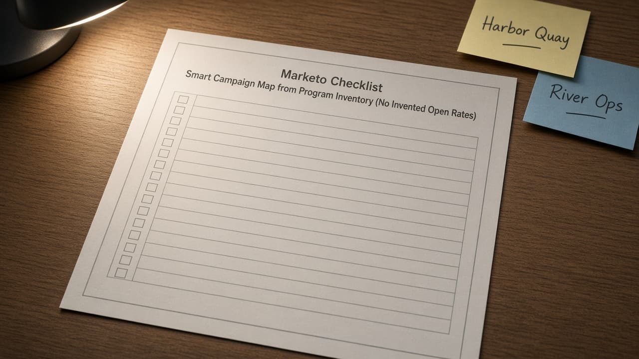 Marketo Smart Campaign Map from Program Inventory (No Invented Open Rates)