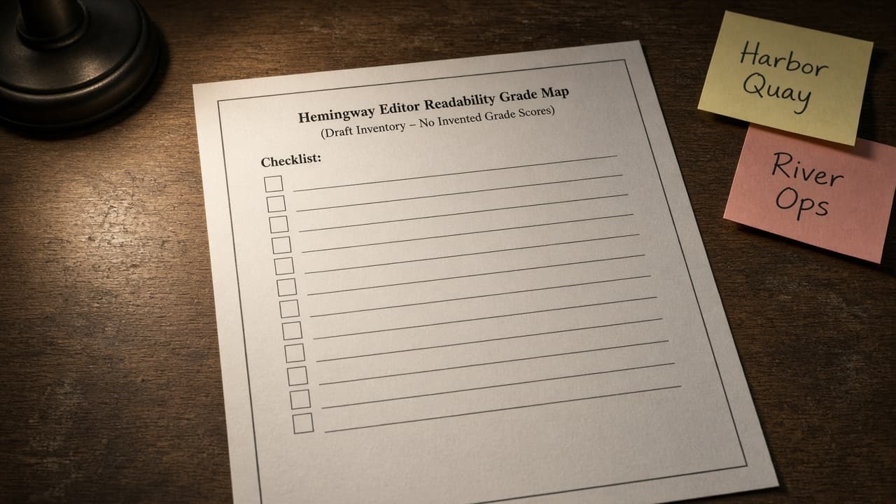 Hemingway Editor Readability Grade Map from Draft Inventory (No Invented Grade Scores)