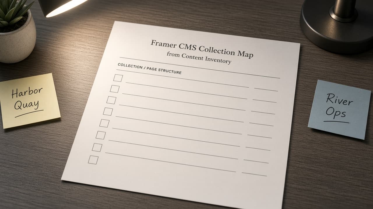 Framer CMS Collection Map from Content Inventory (No Invented Page Counts)