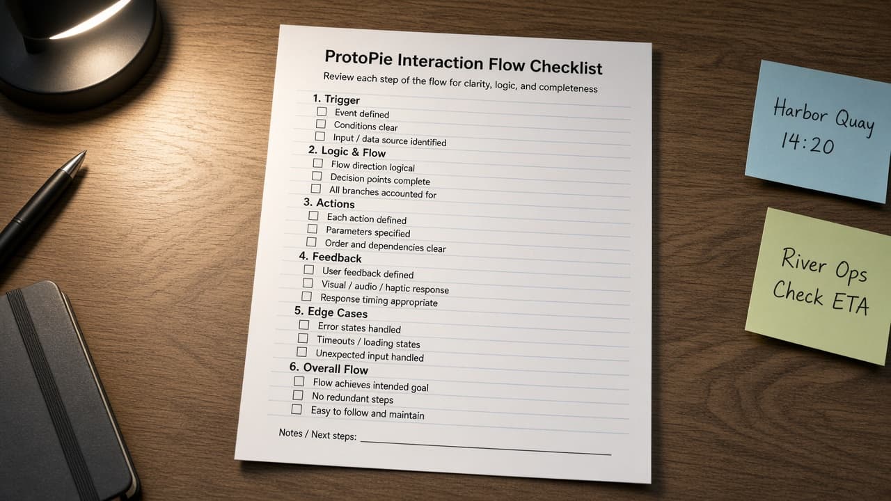 ProtoPie Interaction Flow Map from Prototype Inventory (No Invented Frame Counts)