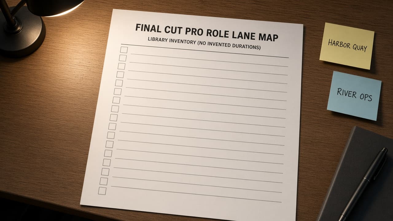 Final Cut Pro Role Lane Map from Library Inventory (No Invented Durations)