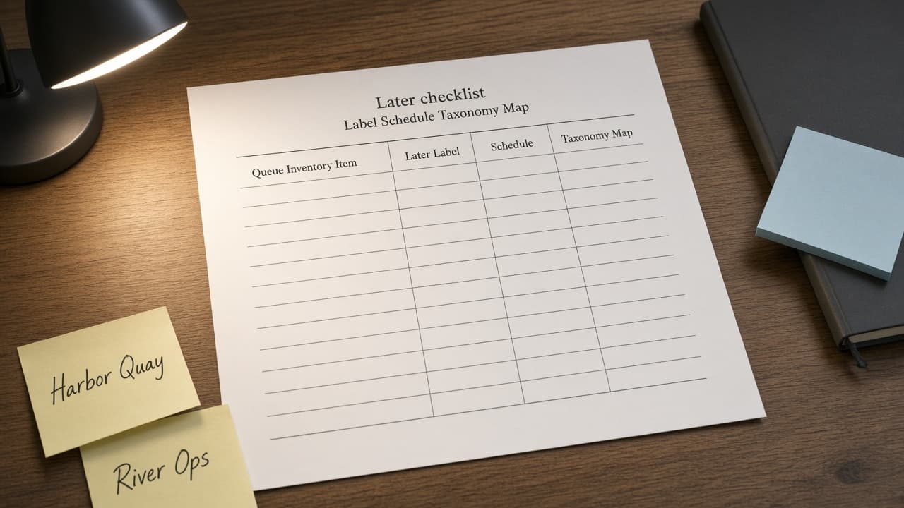 Later Label Schedule Taxonomy Map from Queue Inventory (No Invented Engagement Rates)