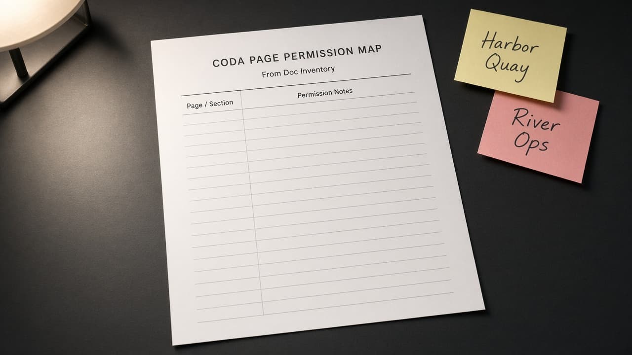 Coda Page Permission Map from Doc Inventory (No Invented Row Counts)
