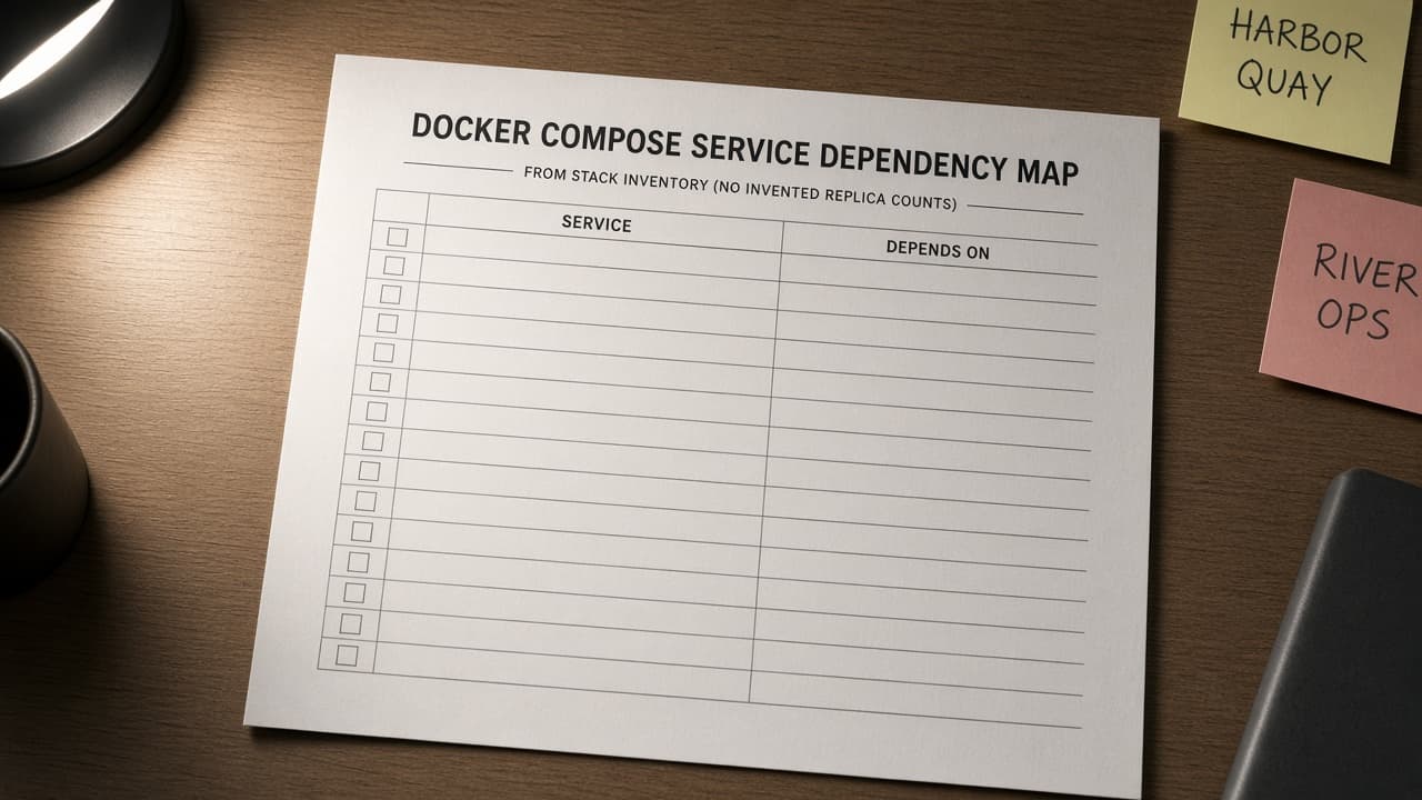 Docker Compose Service Dependency Map from Stack Inventory (No Invented Replica Counts)