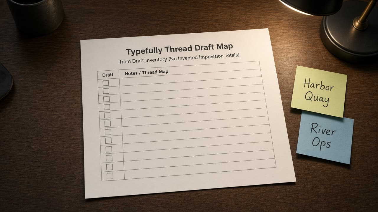 Typefully Thread Draft Map from Draft Inventory (No Invented Impression Totals)