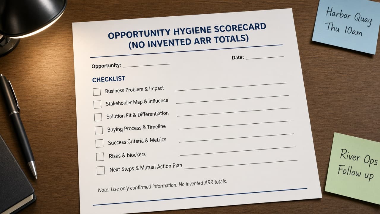 Salesforce Opportunity Hygiene Scorecard (No Invented ARR Totals)