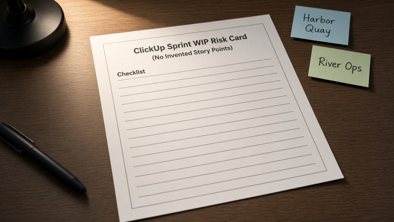 ClickUp Sprint WIP Risk Card (No Invented Story Points)